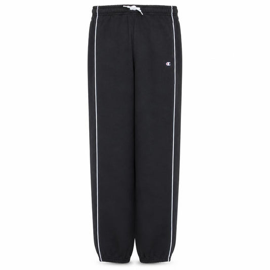 Front view of Champion boys’ black 2xl jogger trousers with side stripe and drawstring