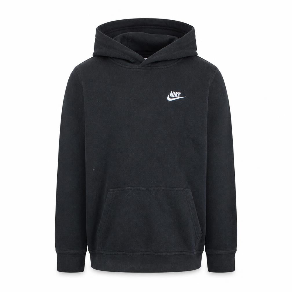 Front view of Nike boys’ black xl pullover hoodie long sleeve comfortable cotton blend