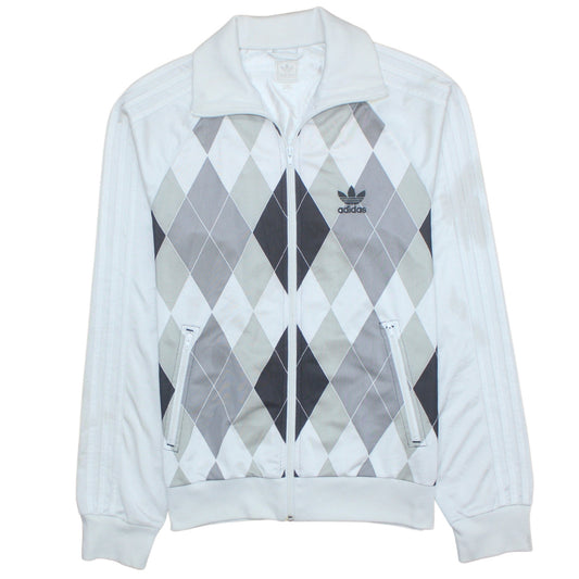 Adidas Men's White Argyle Full Zip Sweatshirt Size S