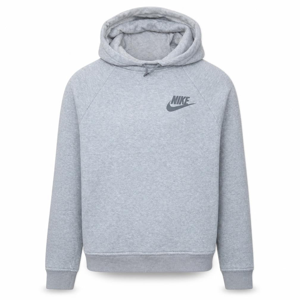 Front view of Nike Men's Grey Pullover Hoodie M Regular Fit Fleece Sweatshirt