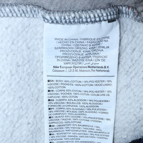 Nike Men's Grey Pullover Hoodie M Regular Fit Fleece Sweatshirt