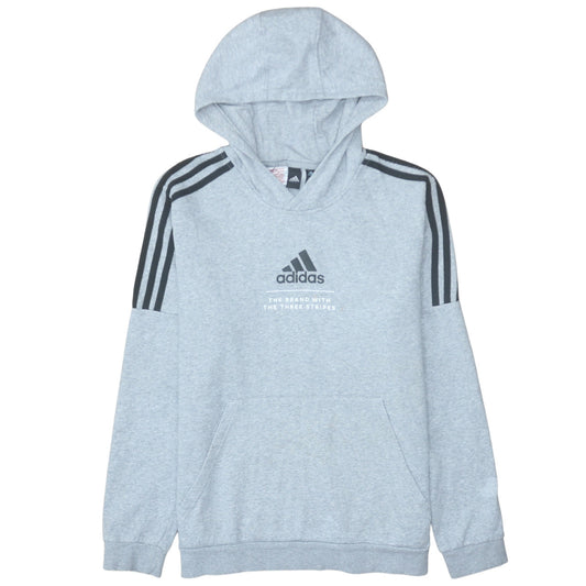 Adidas Boys Grey Pullover Hoodie 15-16 Years Classic Fit Sportswear