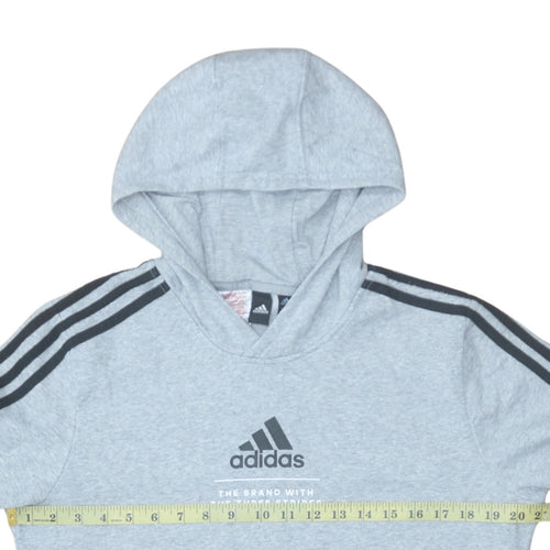 Adidas Boys Grey Pullover Hoodie 15-16 Years Classic Fit Sportswear