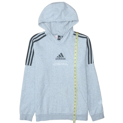 Adidas Boys Grey Pullover Hoodie 15-16 Years Classic Fit Sportswear