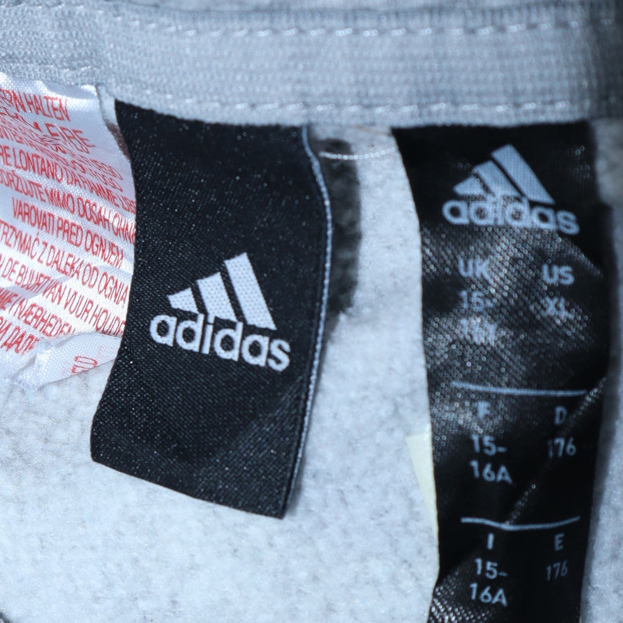 Adidas Boys Grey Pullover Hoodie 15-16 Years Classic Fit Sportswear