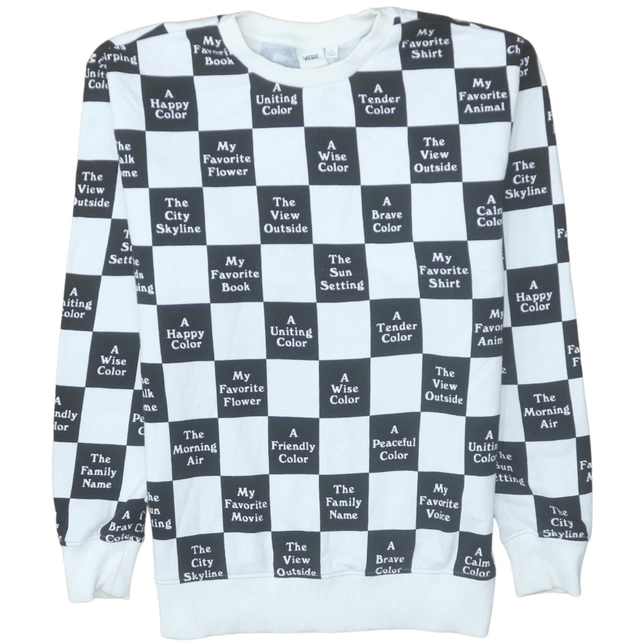 Vans Men's Black & White Graphic Check Pullover Sweatshirt Size S