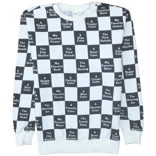 Vans Men's Black & White Graphic Check Pullover Sweatshirt Size S