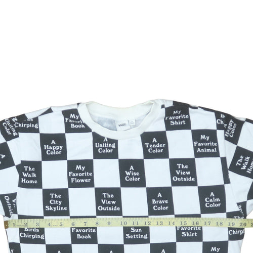 Vans Men's Black & White Graphic Check Pullover Sweatshirt Size S