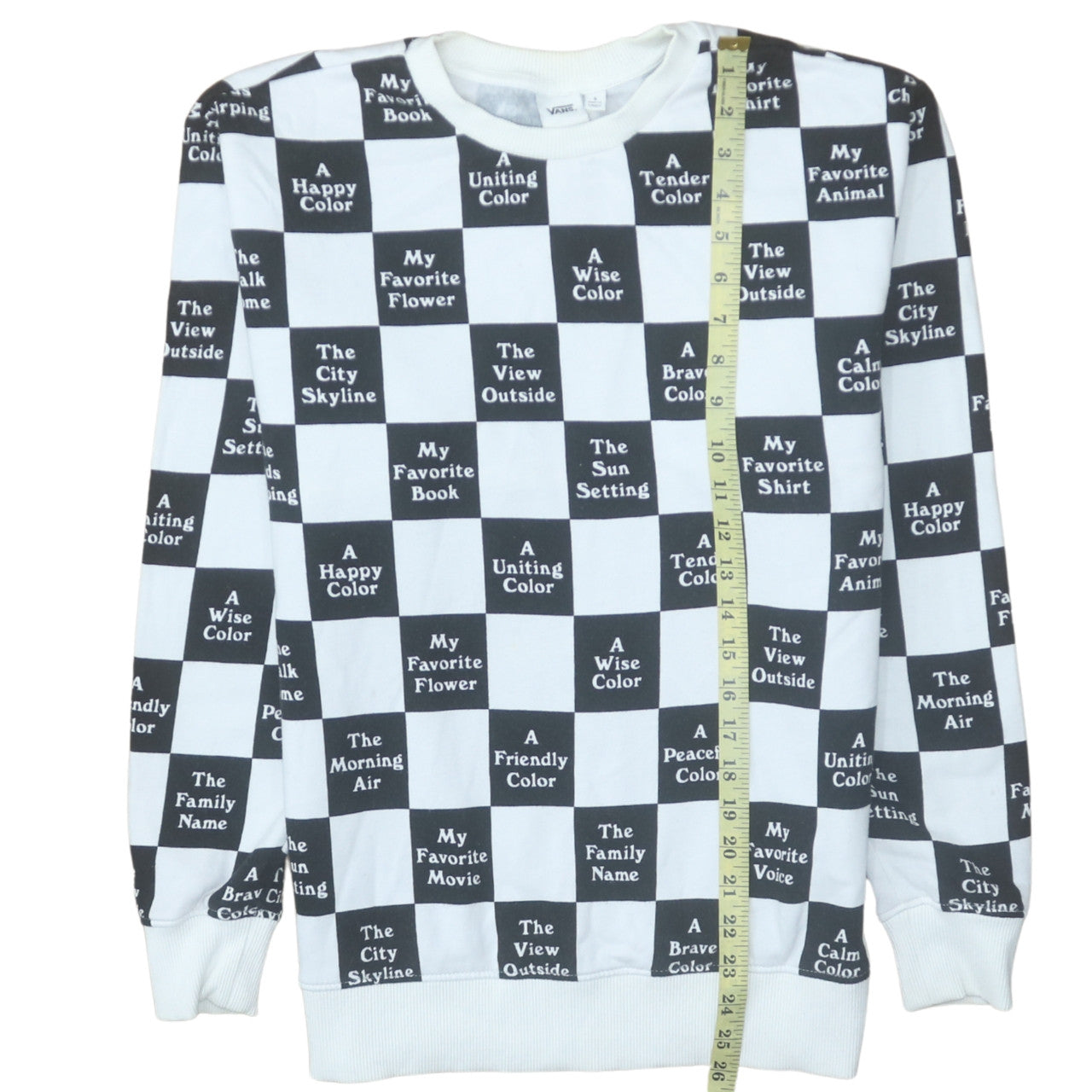 Vans Men's Black & White Graphic Check Pullover Sweatshirt Size S