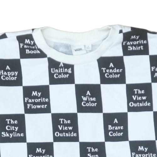 Vans Men's Black & White Graphic Check Pullover Sweatshirt Size S