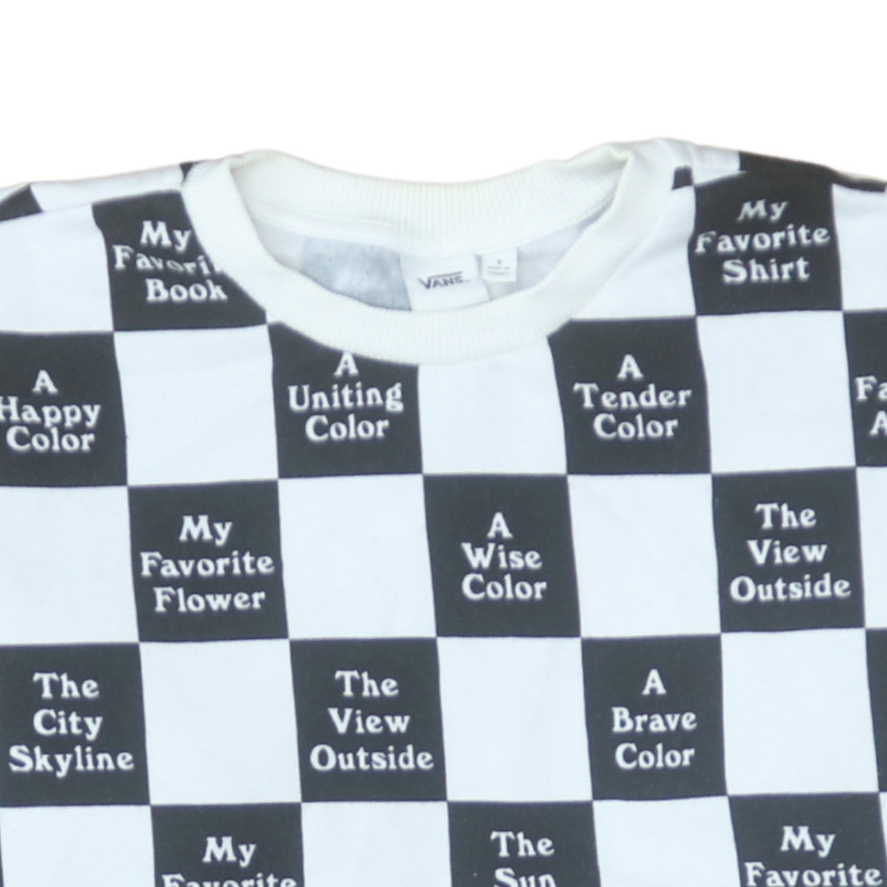 Vans Men's Black & White Graphic Check Pullover Sweatshirt Size S