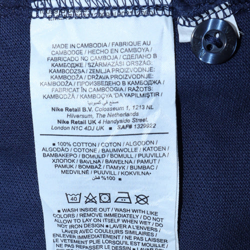 Nike Men's Blue Cotton Polo Shirt Size S Short Sleeve Sportswear