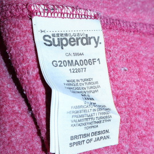 Superdry Womens Burgundy Pullover Hoodie Small Graphic Print