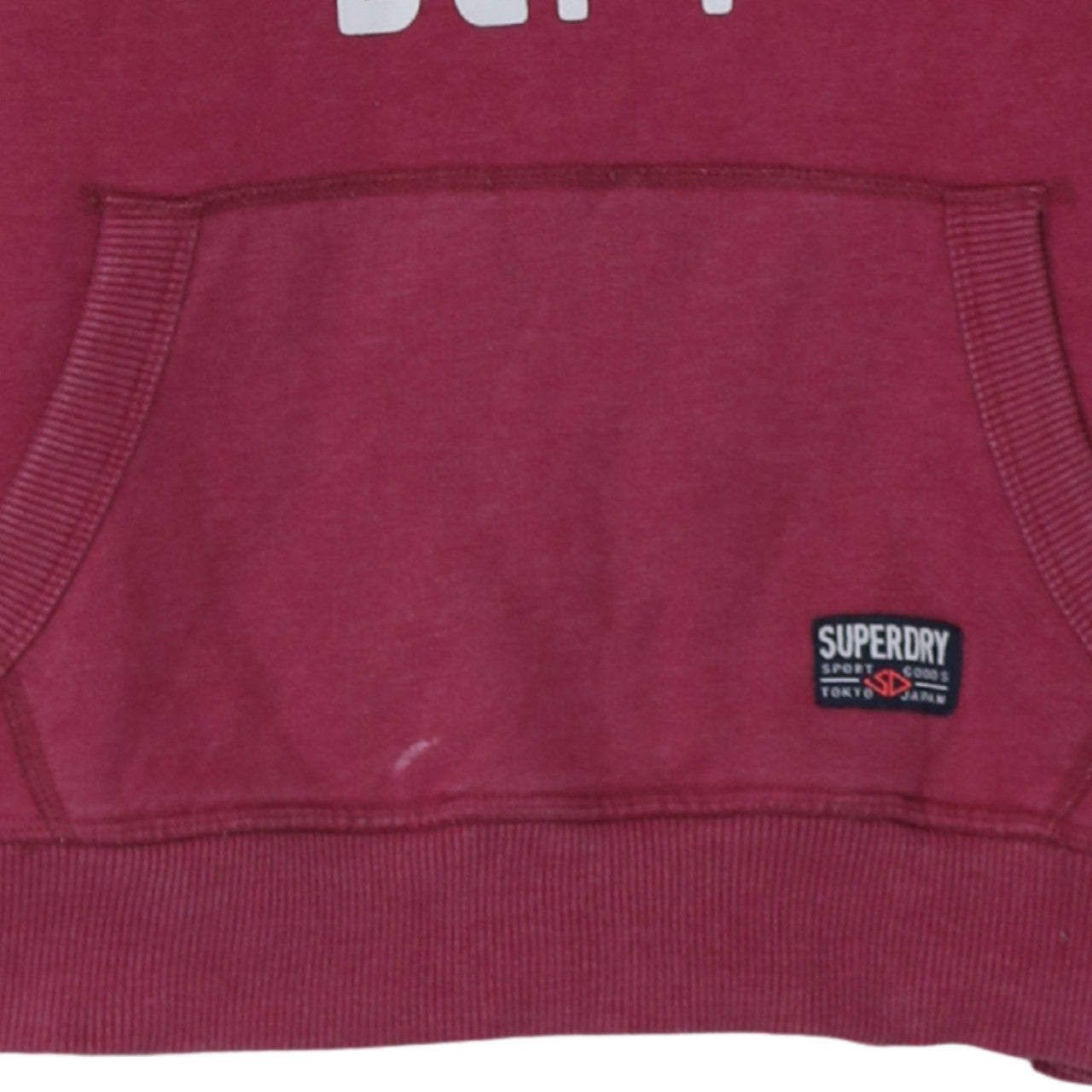 Superdry Womens Burgundy Pullover Hoodie Small Graphic Print