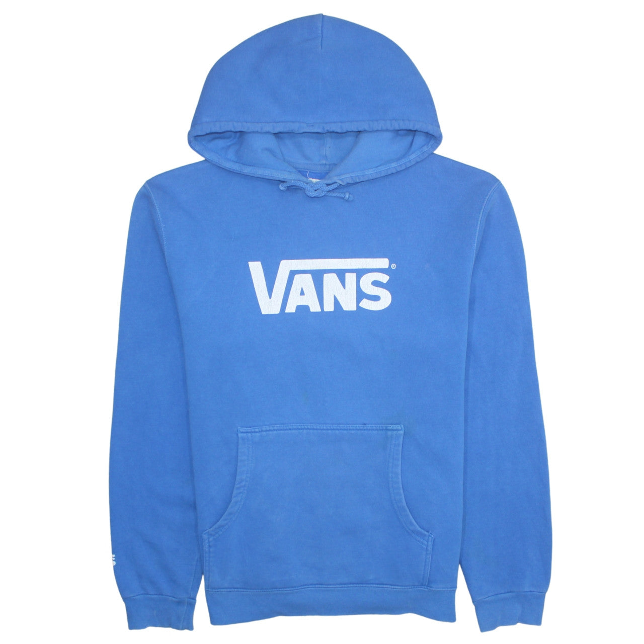Vans Men's Blue Pullover Hoodie Small Logo Graphic Cotton Blend