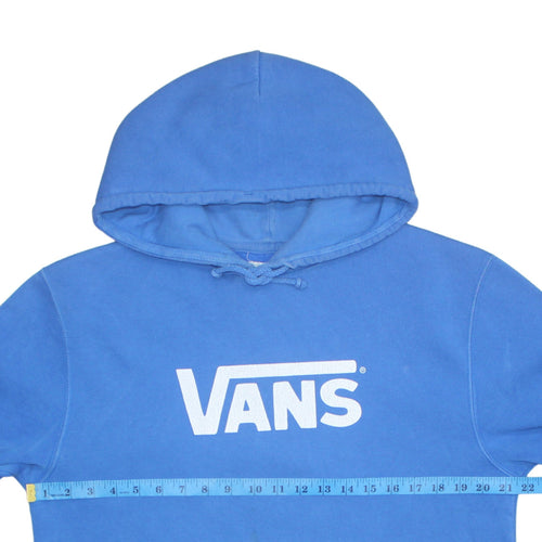 Vans Men's Blue Pullover Hoodie Small Logo Graphic Cotton Blend