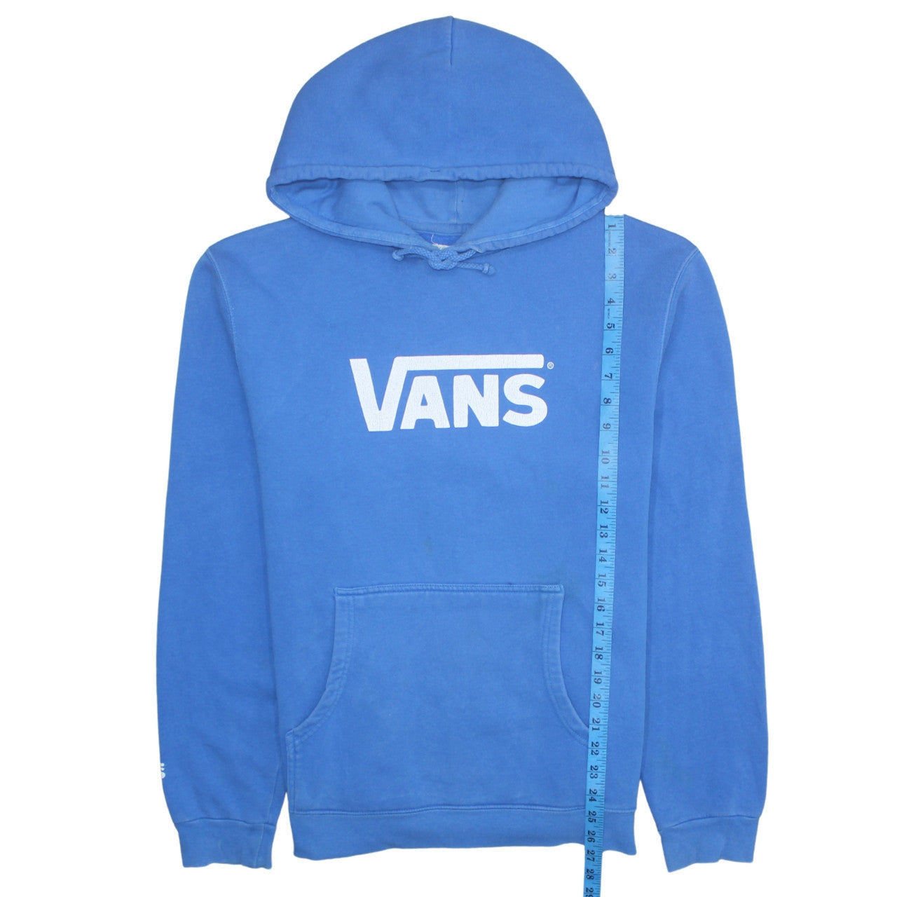 Vans Men's Blue Pullover Hoodie Small Logo Graphic Cotton Blend