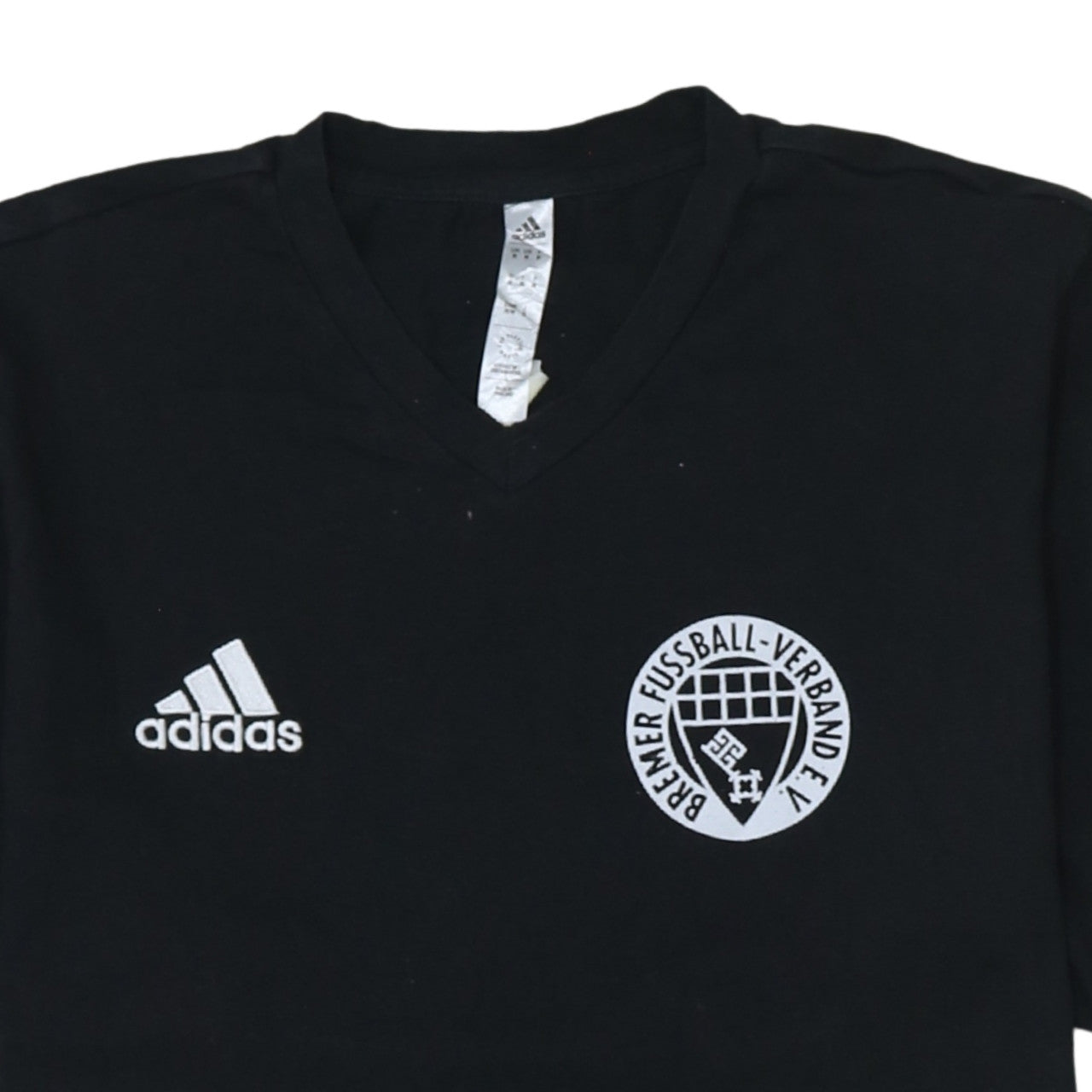 Adidas Men’s Black V-Neck Sports T-Shirt Size M Football Logo