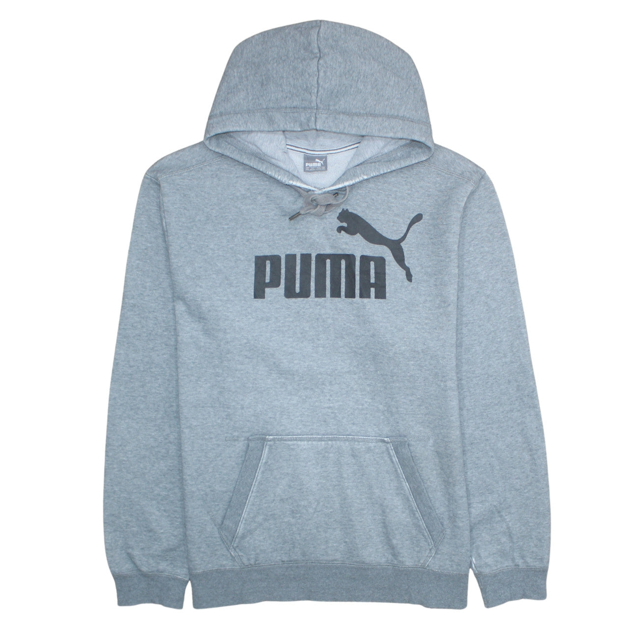 Puma Men Grey 2XL Pullover Hoodie Graphic Print Sweatshirt