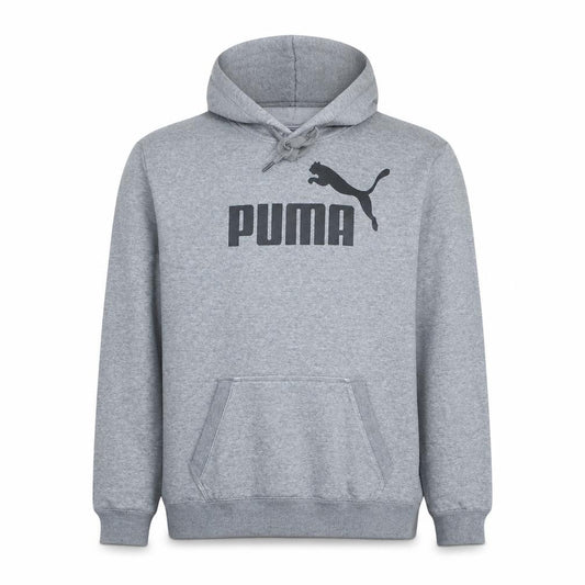 Front view of Puma Men Grey 2XL Pullover Hoodie Graphic Print Sweatshirt