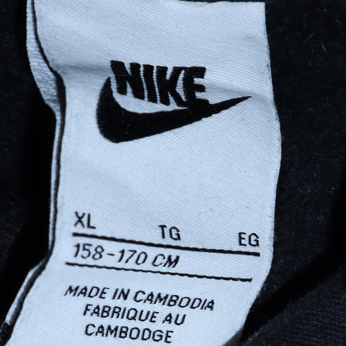 Nike Boys Black Pullover Hoodie XL 158-170cm Classic Logo Sweatshirt