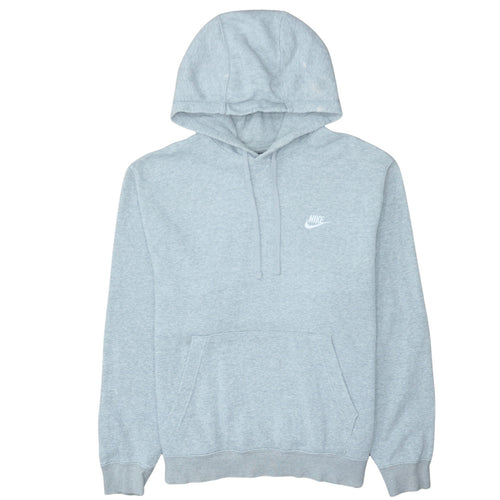 Nike Men Grey Pullover Hoodie Size L Regular Fit Fleece Sweatshirt