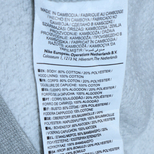Nike Men Grey Pullover Hoodie Size L Regular Fit Fleece Sweatshirt