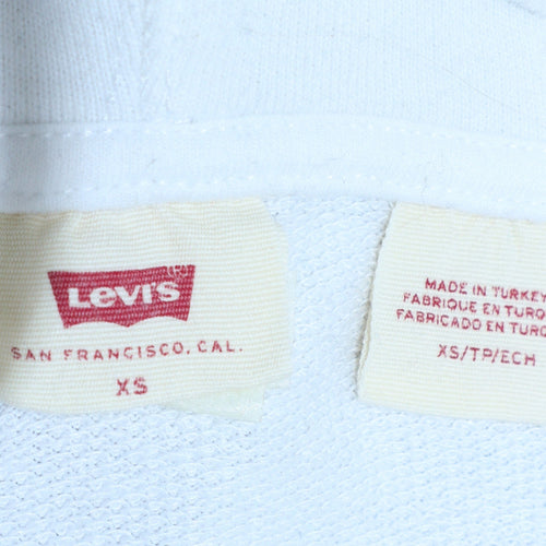 Levi's Womens White Logo Pullover Hoodie XS Cotton Casual