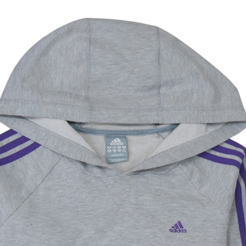 Adidas Women Grey Hooded Pullover Sweatshirt Size 14 Essentials