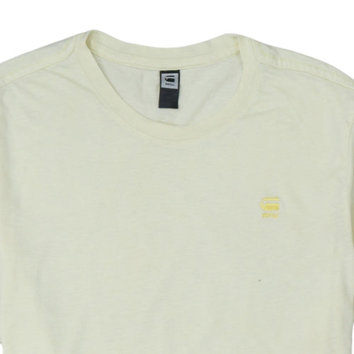 G-Star RAW Men's Beige Cotton Crew Neck Short Sleeve T-Shirt M