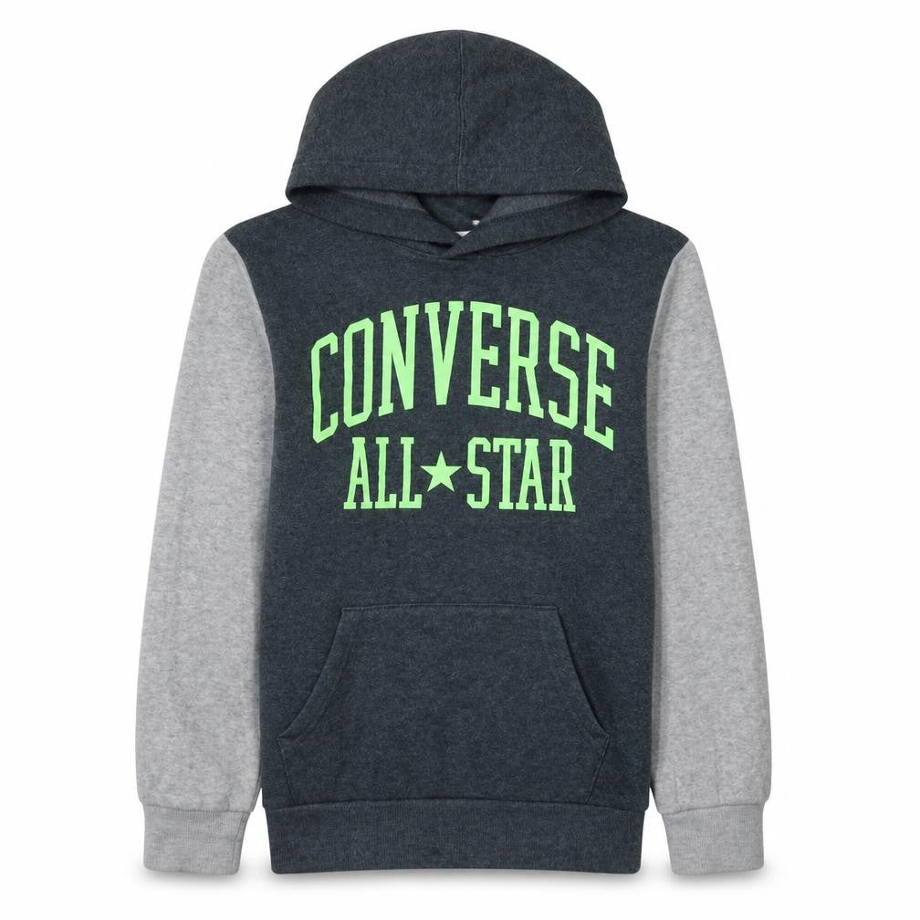 Front view of Converse boys’ charcoal & grey pullover hoodie, size 12-13, years all star print