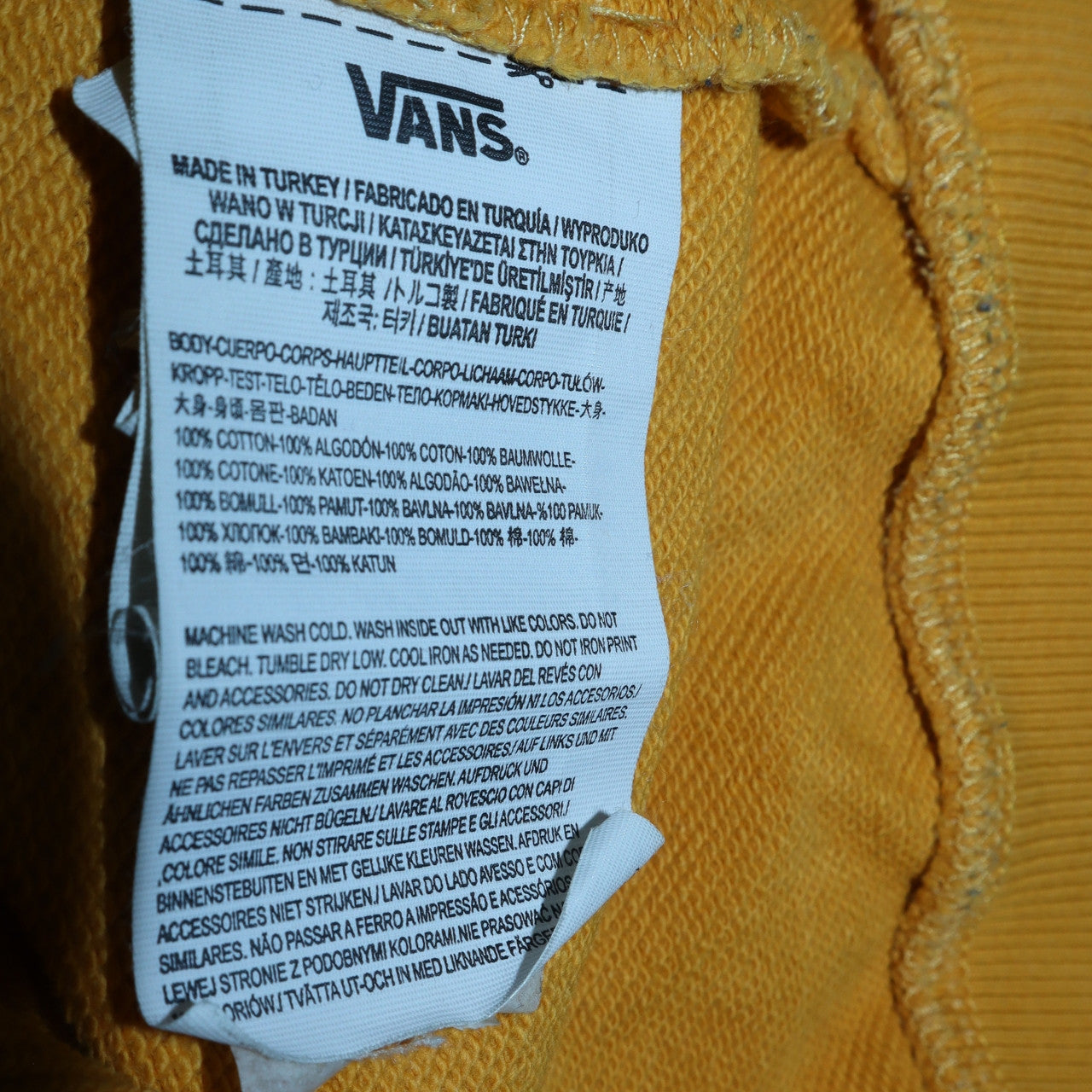 Vans Womens Yellow Pullover Hoodie Size M Cotton Logo Casual