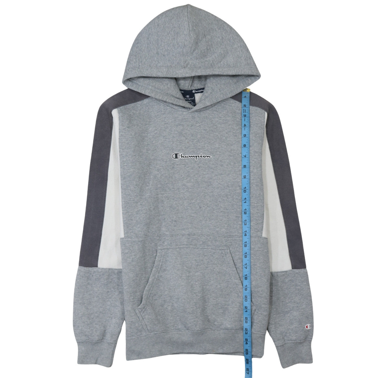 Champion Men’s Grey Small Pullover Hoodie with Logo Design