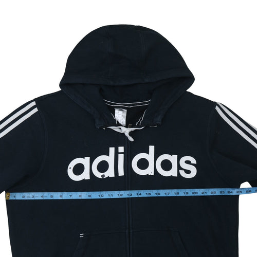 Adidas Men's Black XL Full Zip Hoodie with Logo Print