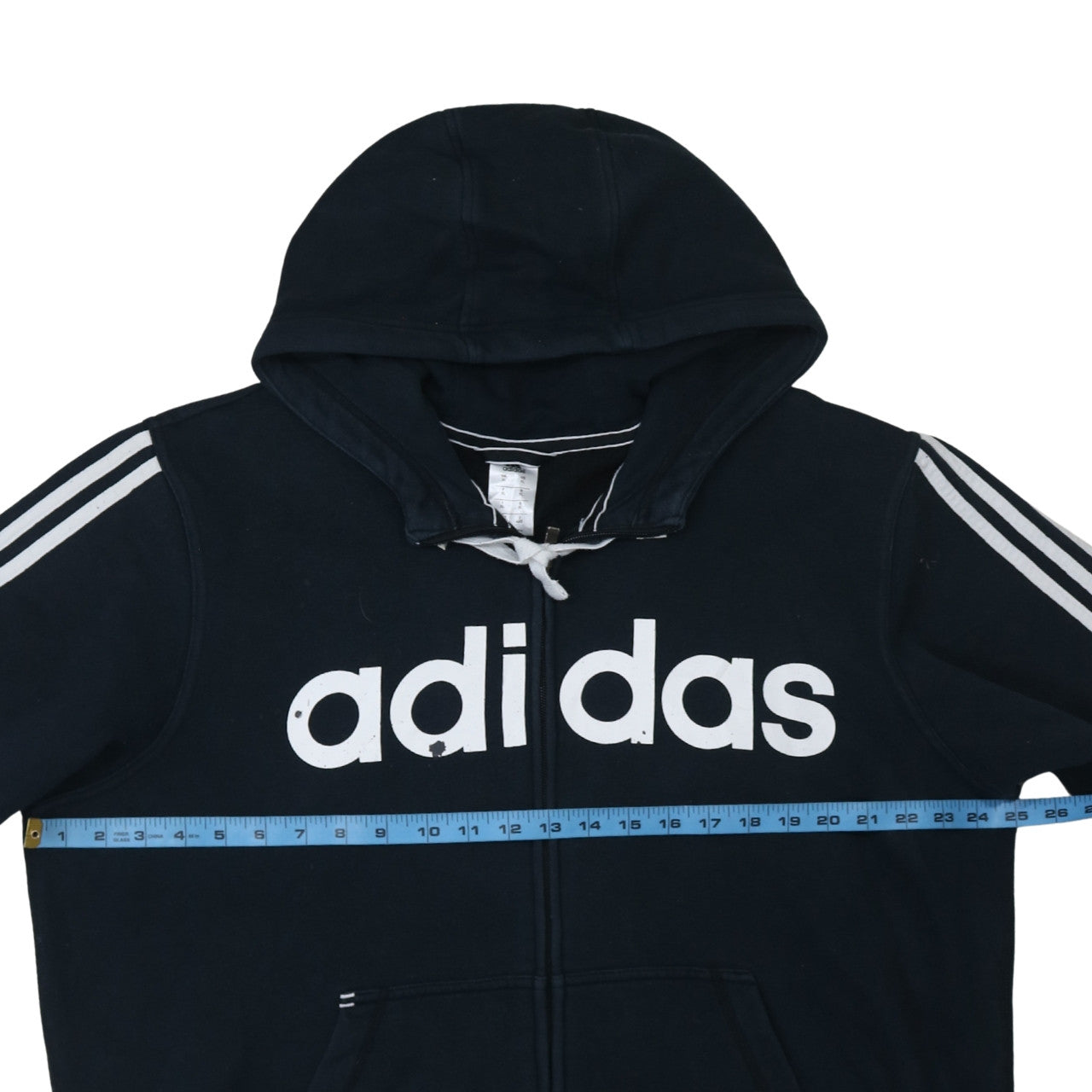 Adidas Men's Black XL Full Zip Hoodie with Logo Print