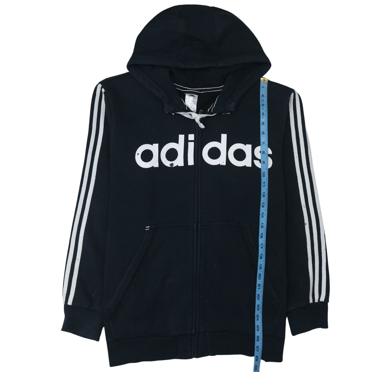Adidas Men's Black XL Full Zip Hoodie with Logo Print