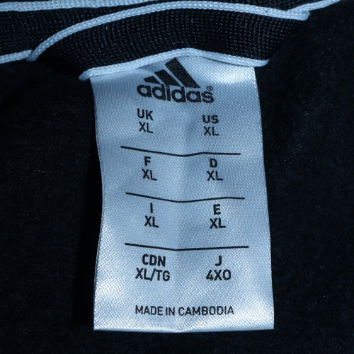Adidas Men's Black XL Full Zip Hoodie with Logo Print