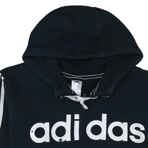 Adidas Men's Black XL Full Zip Hoodie with Logo Print