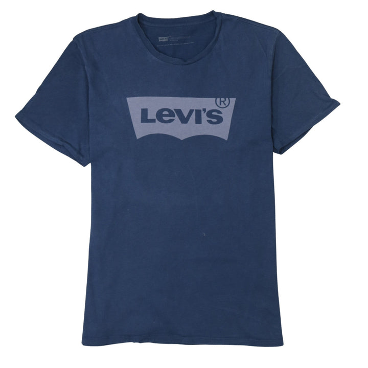 Levi's Men's Blue Graphic Logo Crew Neck Cotton T-Shirt Size M