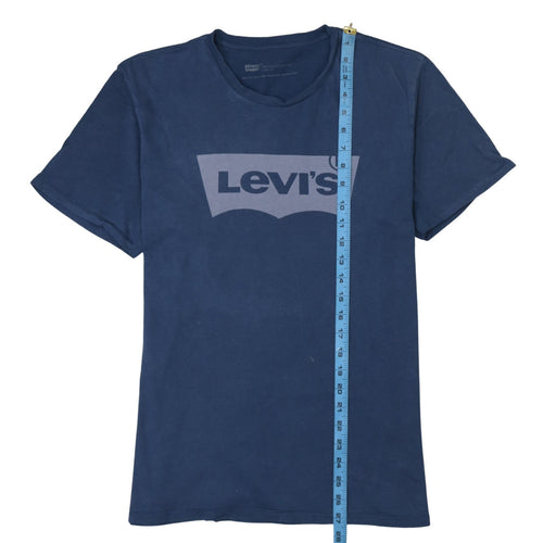 Levi's Men's Blue Graphic Logo Crew Neck Cotton T-Shirt Size M