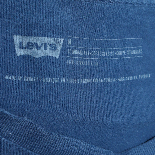 Levi's Men's Blue Graphic Logo Crew Neck Cotton T-Shirt Size M