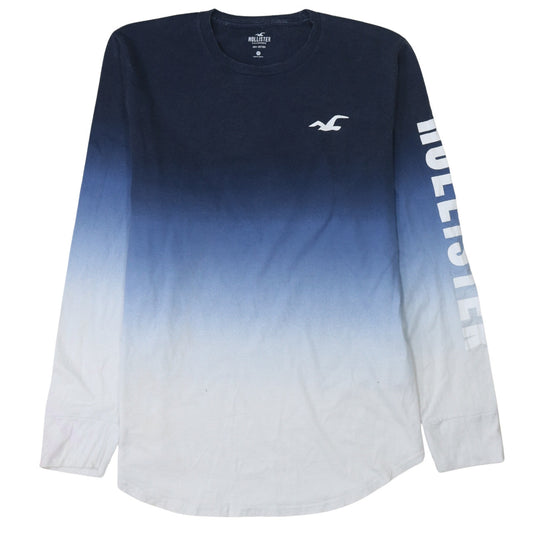 Hollister Men’s Blue Gradient Long Sleeve Cotton T-Shirt XL