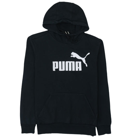 Puma Men's Black Pullover Hoodie Size S Logo Fleece Sportswear