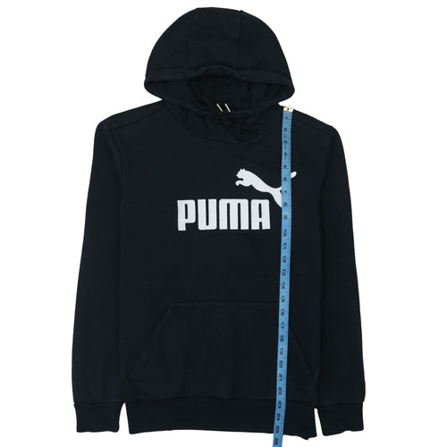 Puma Men's Black Pullover Hoodie Size S Logo Fleece Sportswear