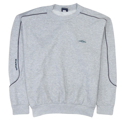 Umbro Mens Grey Crew Neck Pullover Sweatshirt Size L Cotton Blend