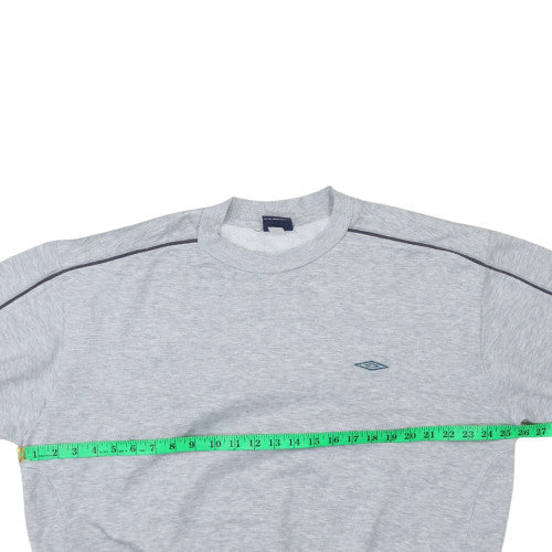 Umbro Mens Grey Crew Neck Pullover Sweatshirt Size L Cotton Blend