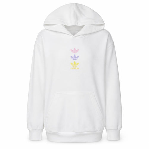 Adidas Girls White Logo Pullover Hoodie 13-14 Years Fleece Cotton Blend