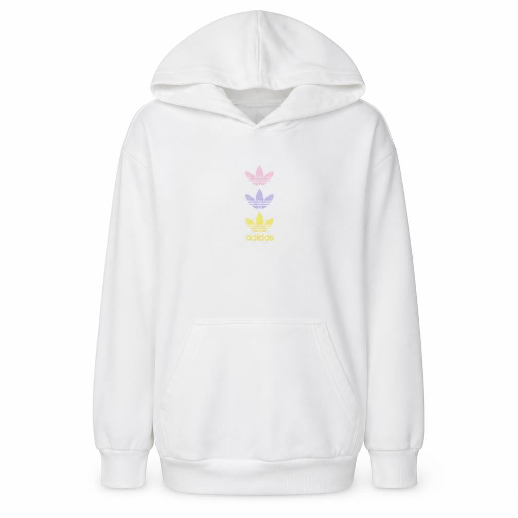 Adidas Girls White Logo Pullover Hoodie 13-14 Years Fleece Cotton Blend