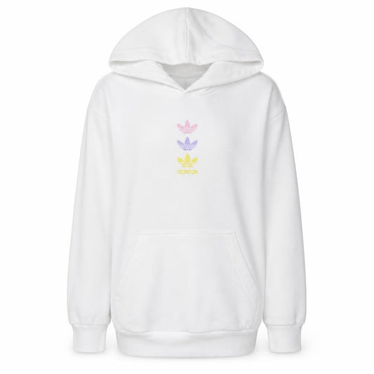 Adidas Girls White Logo Pullover Hoodie 13-14 Years Fleece Cotton Blend
