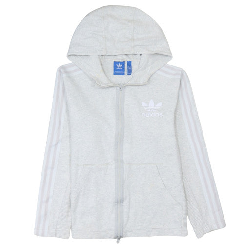 Adidas Women Grey Full Zip Hoodie Size M Cotton Blend Casual Sportswear